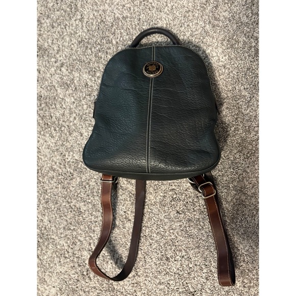 Dooney & Bourke Vintage Black Pebbled Leather Dome Backpack Brown Straps main image 9